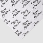 Papier Mousseline Joyeux Noël noir blanc script personnalisé élégant (Détail)