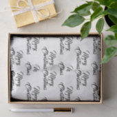 Papier Mousseline Joyeux Noël noir blanc script personnalisé élégant (Cadeau)