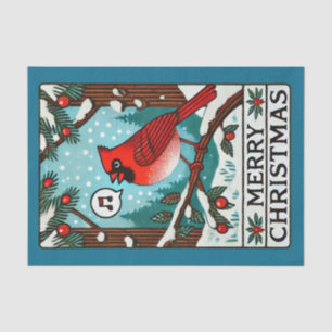 Papier Mousseline Joyeux Noël Nord Cardinal Rouge