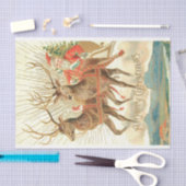 Papier Mousseline Joyeux Noël (Père Noël et son renne) (Artisanat)