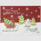 Papier Mousseline Joyeux Noël Père Noël Sleigh Cadeaux Snowman Nom (Recto)