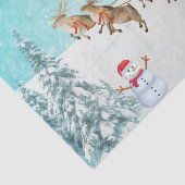 Papier Mousseline Joyeux Noël Père Noël, Snowman, Reindeer, Forêt (Détail)