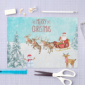 Papier Mousseline Joyeux Noël Père Noël, Snowman, Reindeer, Forêt (Artisanat)