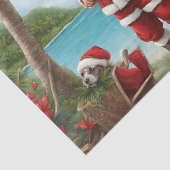 Papier Mousseline Joyeux Noël Père Noël sur l'île tropicale (Détail)