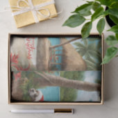 Papier Mousseline Joyeux Noël Père Noël sur l'île tropicale (Cadeau)