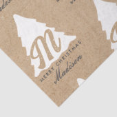 Papier Mousseline Joyeux Noël personnalisé Kraft Monogramme (Détail)