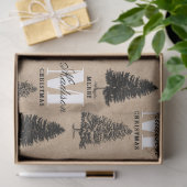 Papier Mousseline Joyeux Noël personnalisé Kraft Vintage Monogramme (Cadeau)