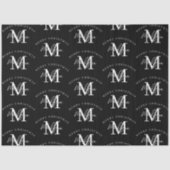 Papier Mousseline Joyeux Noël personnalisé Noir Blanc Monogramme (Recto)