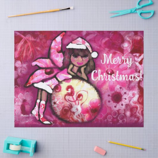 Papier Mousseline Joyeux Noël Pixie Whimsical Floral Decoupage (Artisanat)