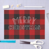 Papier Mousseline Joyeux Noël Rouge noir Buffalo Plaid Motif (Artisanat)