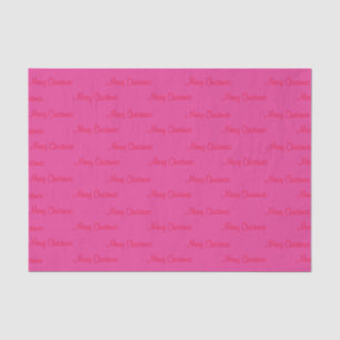 Papier Mousseline Joyeux Noël rouge sur rose