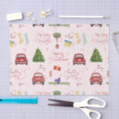 Papier Mousseline Joyeux Noël Script Holiday Tree Voiture Motif Wr (Artisanat)