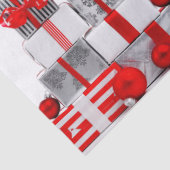 Papier Mousseline Joyeux Noël SlipperyJoe cadeau blanc rouge argent (Détail)