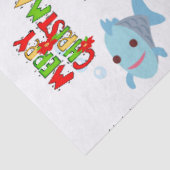 Papier Mousseline Joyeux Noël Tissu Papier Requin Poisson (Détail)