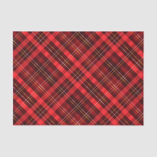 Papier Mousseline Joyeux Noël traditionnel Tartan rouge plaid (Recto)