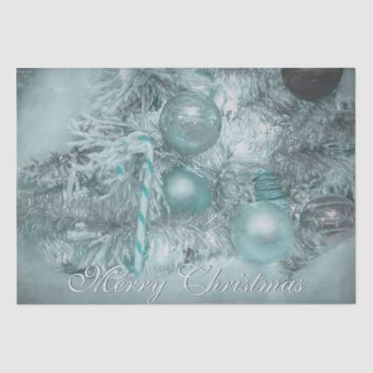 Papier Mousseline Joyeux Noël Turquoise Green Holiday Tree (Recto)