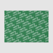 Papier Mousseline Joyeux Noël Vert & Blanc Tissu Papier (Recto)