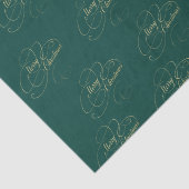 Papier Mousseline Joyeux Noël vert et or élégant script (Détail)
