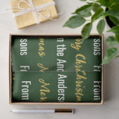 Papier Mousseline Joyeux Noël Vert foncé Or blanc Nom du script (Cadeau)