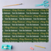 Papier Mousseline Joyeux Noël Vert foncé Or blanc Nom du script (Artisanat)