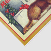 Papier Mousseline Joyeux Noël Vintage chien (Détail)
