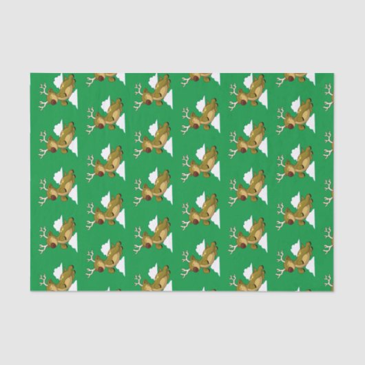 Papier Mousseline Joyeux Noël Volant Rudolph Renne à nez rouge (Recto)