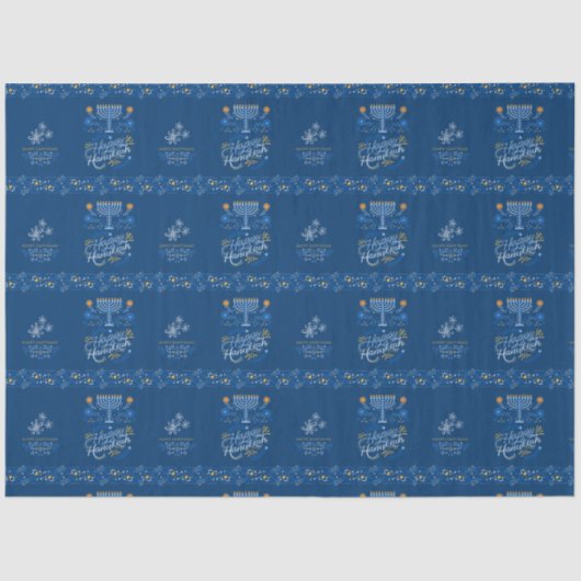 Papier Mousseline Joyeux papier de tissu Hanoukka pour cadeaux (Recto)