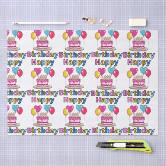 Papier Mousseline Joyeux papier de tissus d'anniversaire (Artisanat)