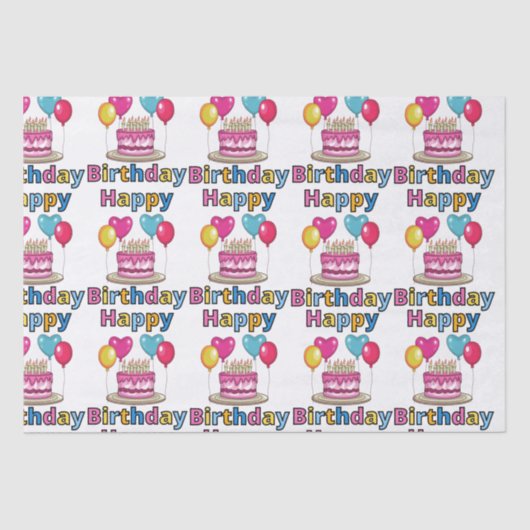 Papier Mousseline Joyeux papier de tissus d'anniversaire (Recto)