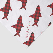 Papier Mousseline Joyeux requin Noir blanc noir blanc rouge plaid (Détail)