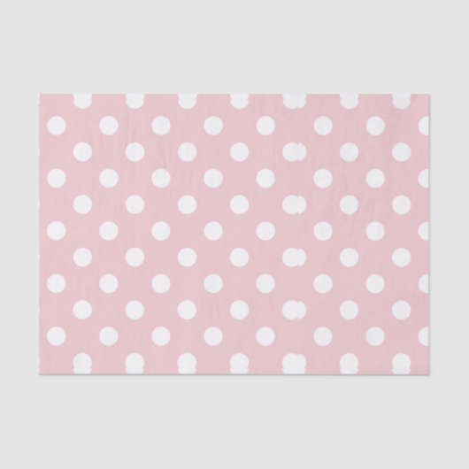 Papier Mousseline Joyeux, rose poudreuse, pois, blanc, girly, pays, (Recto)