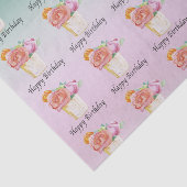 Papier Mousseline Joyeux Roses de l'aquarelle d'anniversaire (Détail)