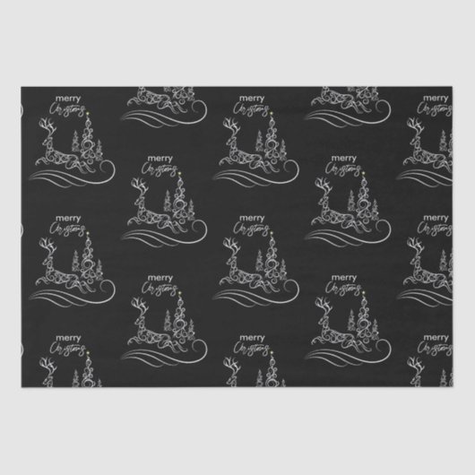 Papier Mousseline Joyeux sapin de Noël et renne (Recto)