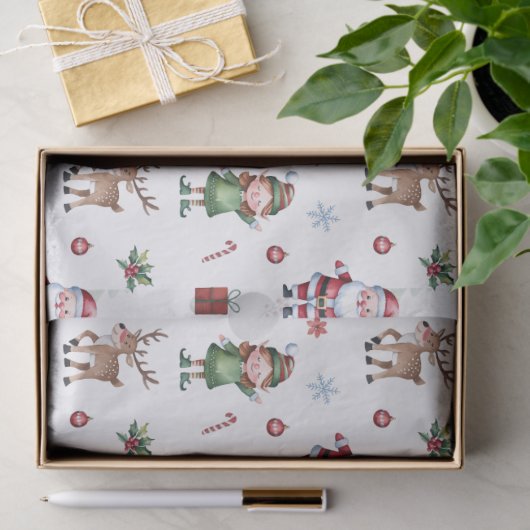 Papier Mousseline Joyeux sapin de Noël Père Noël Reindeer Nutcracker (Cadeau)