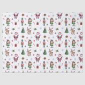 Papier Mousseline Joyeux sapin de Noël Père Noël Reindeer Nutcracker (Recto)