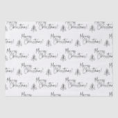 Papier Mousseline Joyeux sapin noir blanc (Recto)