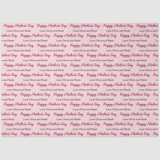 Papier Mousseline Joyeux script de la fête des mères rose pâle Nom d (Recto)