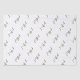 Papier Mousseline Joyeux Script Flocon de neige Olive Green Holiday