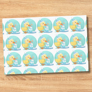 Papier Mousseline Joyeux semi-anniversaire bébé canard avec gâteau d