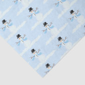 Papier Mousseline Joyeux Snowman Motif Bleu Noël hiver (Détail)