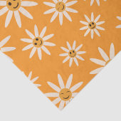 Papier Mousseline Joyeux sourire rétro fleurs blanches motif (Détail)