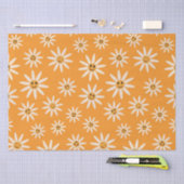 Papier Mousseline Joyeux sourire rétro fleurs blanches motif (Artisanat)
