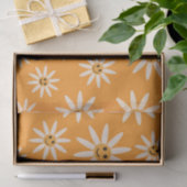 Papier Mousseline Joyeux sourire rétro fleurs blanches motif (Cadeau)