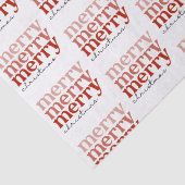 Papier Mousseline Joyeux texte de Noël Salutation rouge et blanc (Détail)