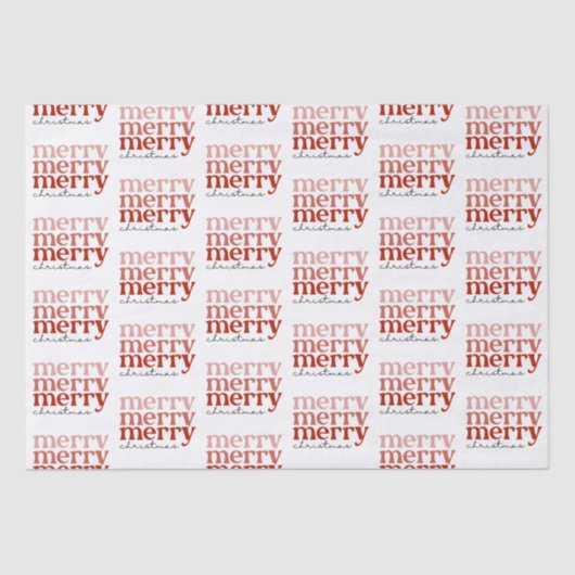 Papier Mousseline Joyeux texte de Noël Salutation rouge et blanc (Recto)