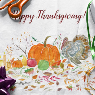 Papier Mousseline Joyeux Thanksgiving Citrouille Avec Dinde
