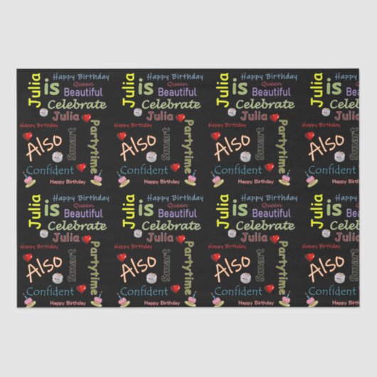 Papier Mousseline Joyeux Tissu d'anniversaire Julia (Recto)