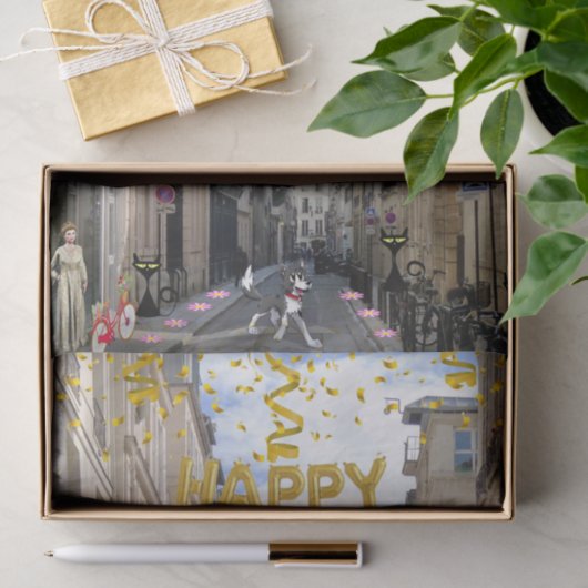 Papier Mousseline Joyeux Tissu d'anniversaire Paris France (Cadeau)