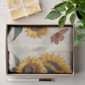 Papier Mousseline Joyeux tournesol à visage ouvert avec papillon (Cadeau)