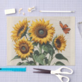 Papier Mousseline Joyeux tournesol à visage ouvert avec papillon (Artisanat)
